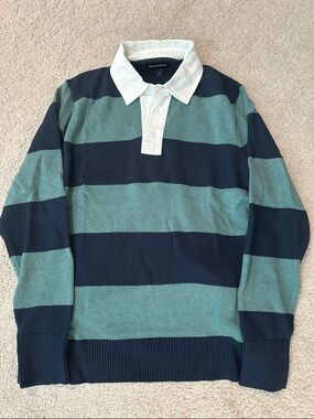 Bonobos Men's Striped Rugby Sweater - Navy & Teal
